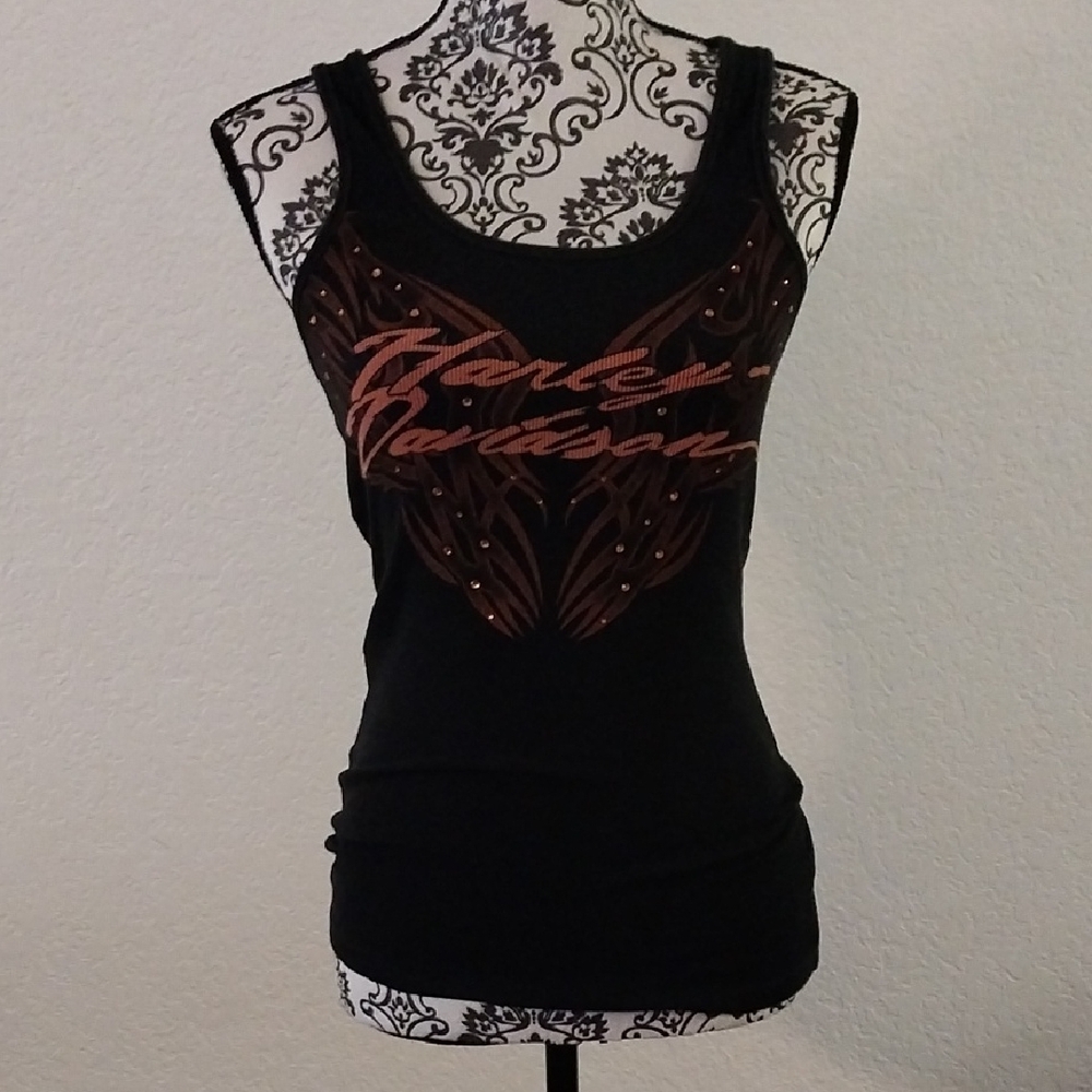 Harley-Davidson Fitted Black and Red Tank Top